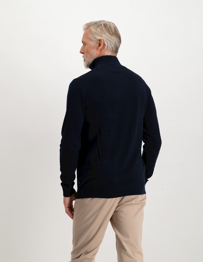 Afbeelding van Cas 19480 Dark Navy Heren Half Zip Trui - Saint Steve 